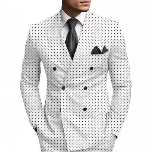 2024 Foreign Trade Men's Wear Autumn New Large Size British Business Casual Print Double-Breasted Suit