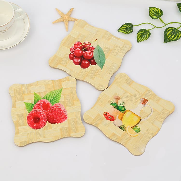 Printed Bamboo Placemat, Heat-Resistant Home Mat, Thick Printed Table Mat for Bowls, Cups, and Dishes, Oil-Proof, Wholesale