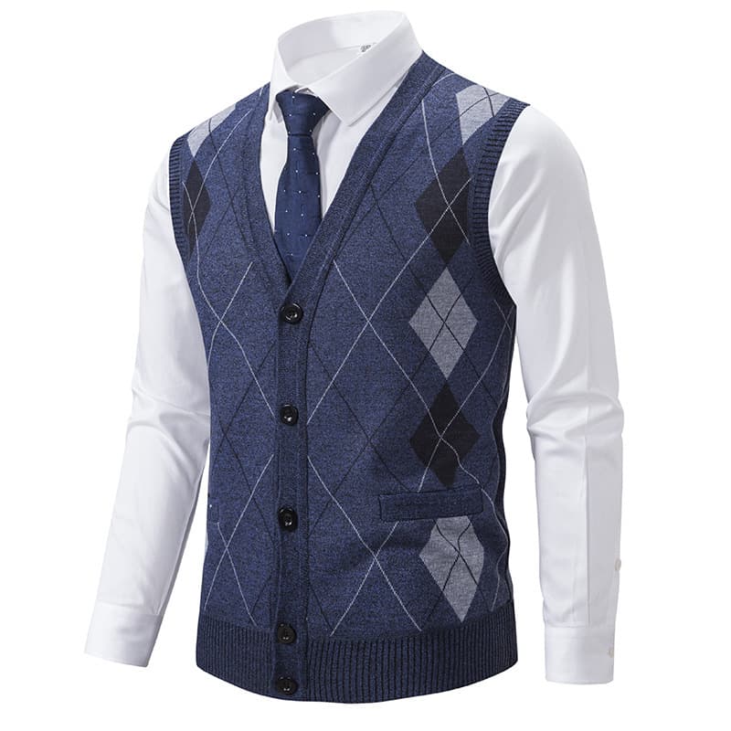 Cross-border autumn and winter men's V-neck knitted vest, dad's style, sleeveless sweater, vest, jacket wholesale