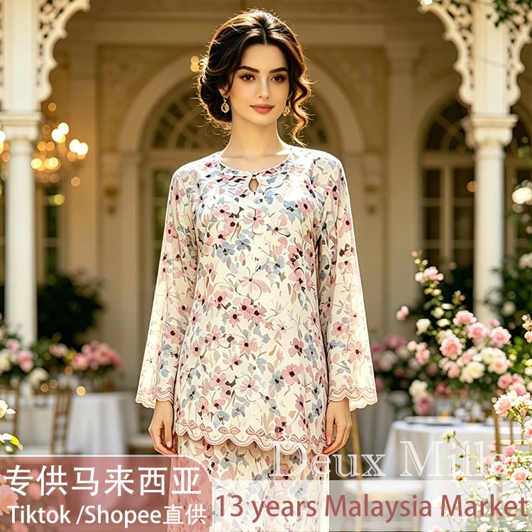 Cross-border Malaysia Baju Kurung Plus Size Printed Two-Piece Set Women's Clothing Factory Direct Supply for E-commerce TK