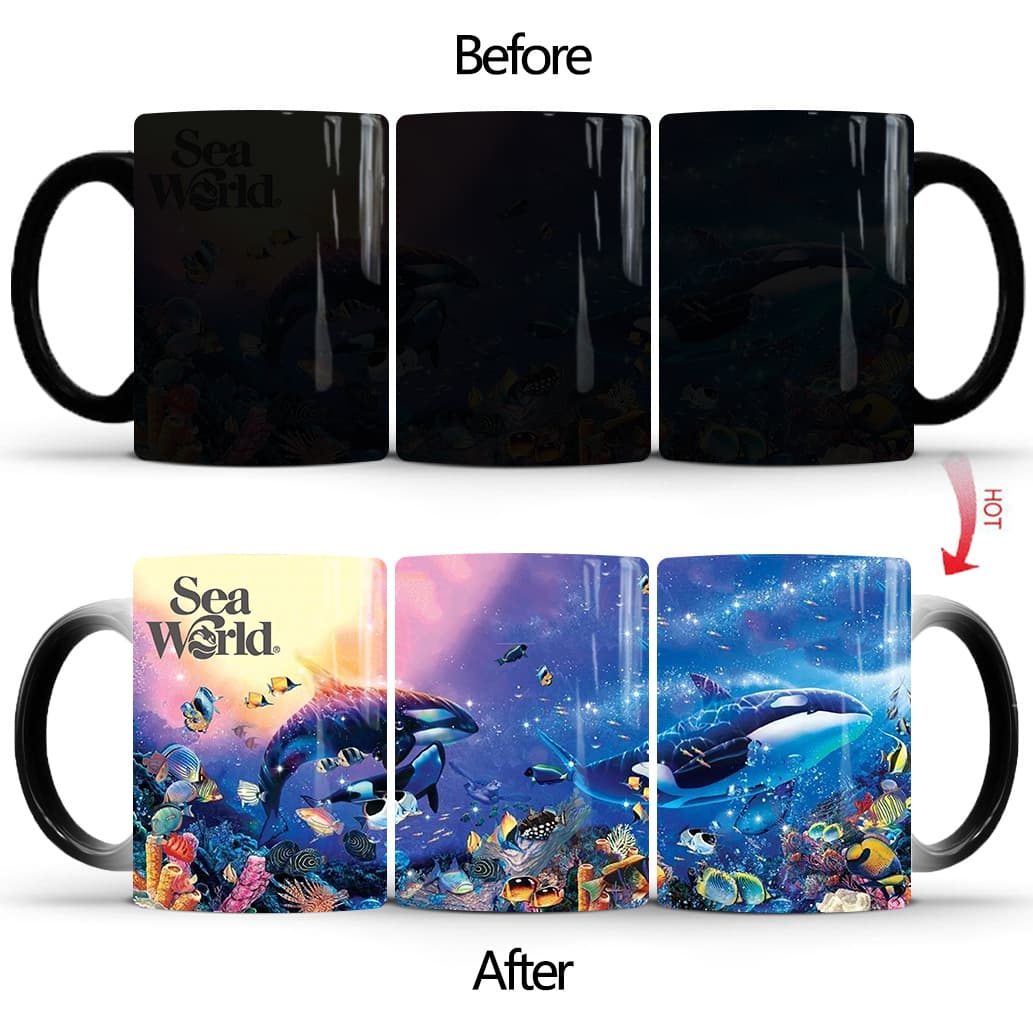 Sea World Color Changing Mug Ceramic Heat Sensitive Coffee Tea Cup Gift