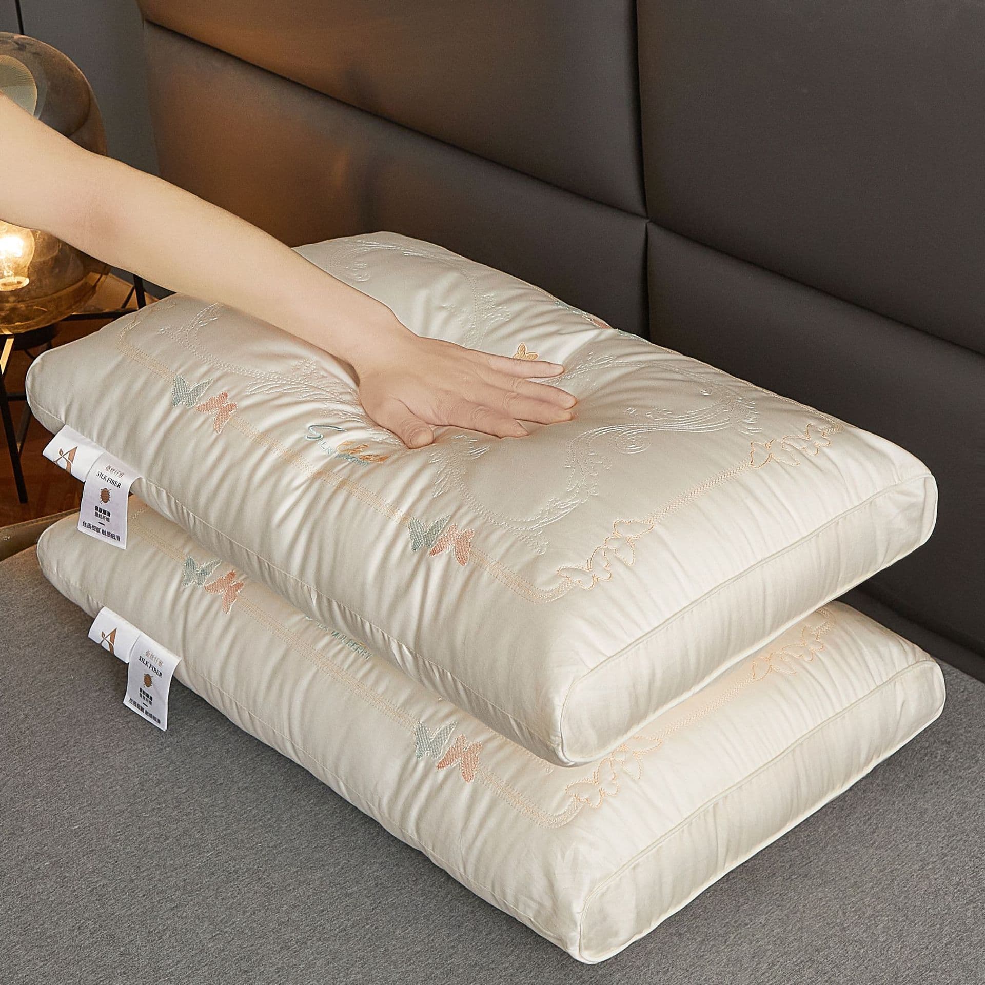 New Soft A-Class Silk Protein Pillow Core Gift for Home Use Cervical Support Pair Nantong Home Textile Wholesale
