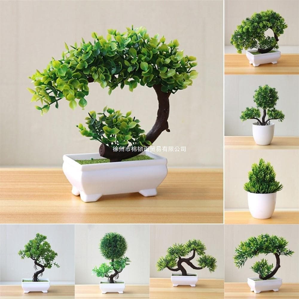 Artificial Potted Bonsai Green Small Tree Fake Plants