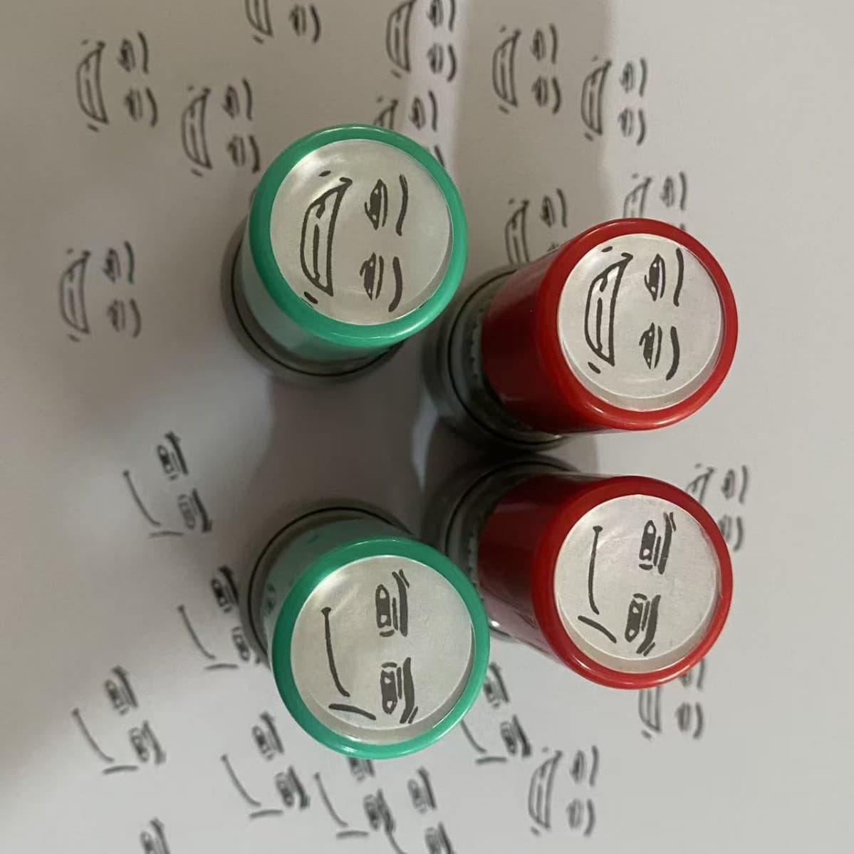 Fun Emoji Stamp Toy, Press-Type Refillable Ink, Funny Expression Stamp Wholesale