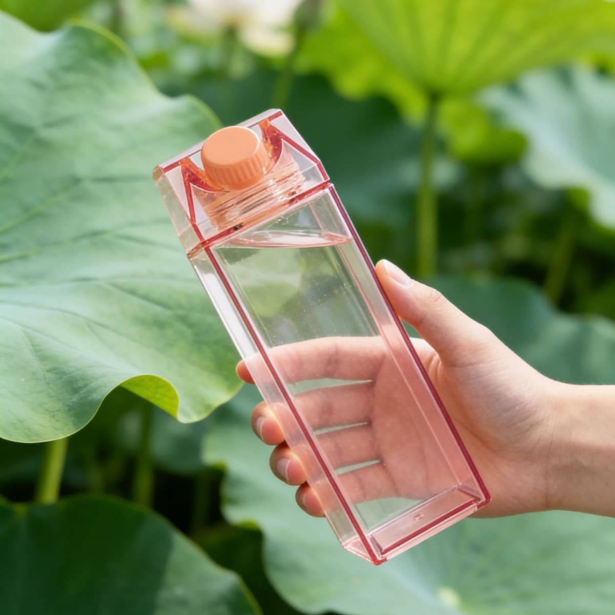 Square transparent single-layer plastic water cup, creative shape, multi-scenario drinking cup for home and commuting