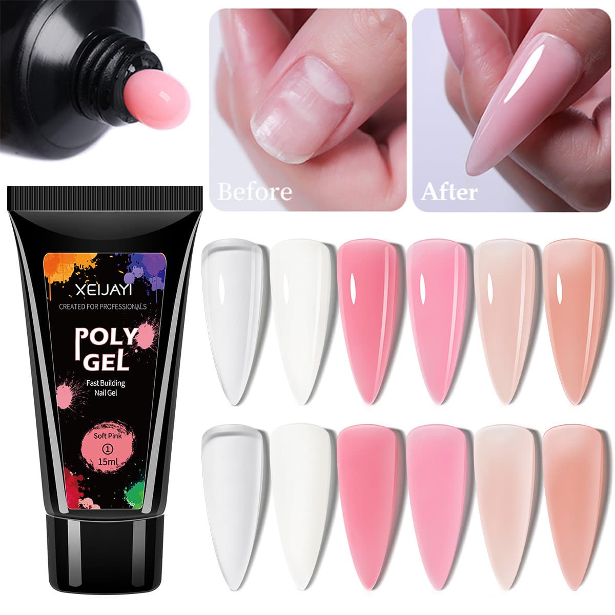 Crystal Quick Extension Gel 15ml Nail Art UV Light Therapy No Paper Tray Required Fast Extension Gel Professional Factory Wholesale