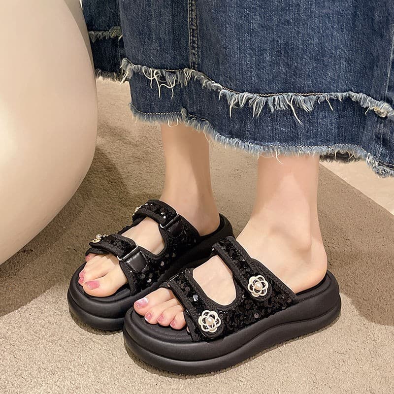 Women's Summer Slippers 2026 New Fairy Style Thick Sole Beach Sandals Fashionable Flip Flops for Dresses