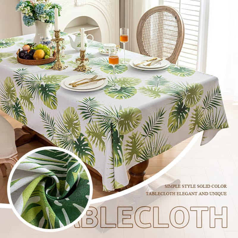 Cross-border new party tablecloth decorated monstera six-person tablecloth imitation cotton and linen rectangular dining table layout tablecloth