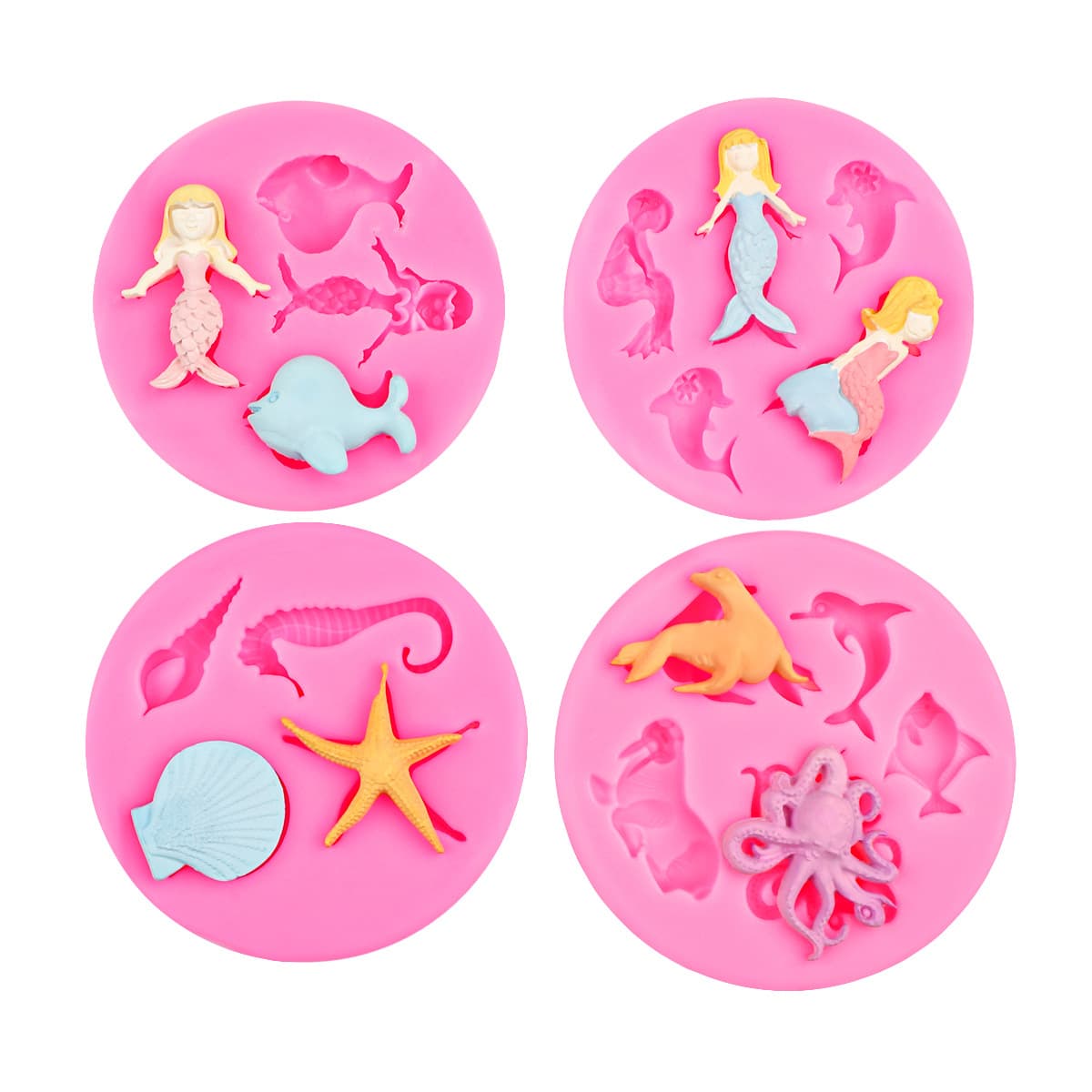 Ocean Series Mermaid Whale Starfish Seahorse Shell Cake Decoration Tool Fondant Cake Embellishment Silicone Mold