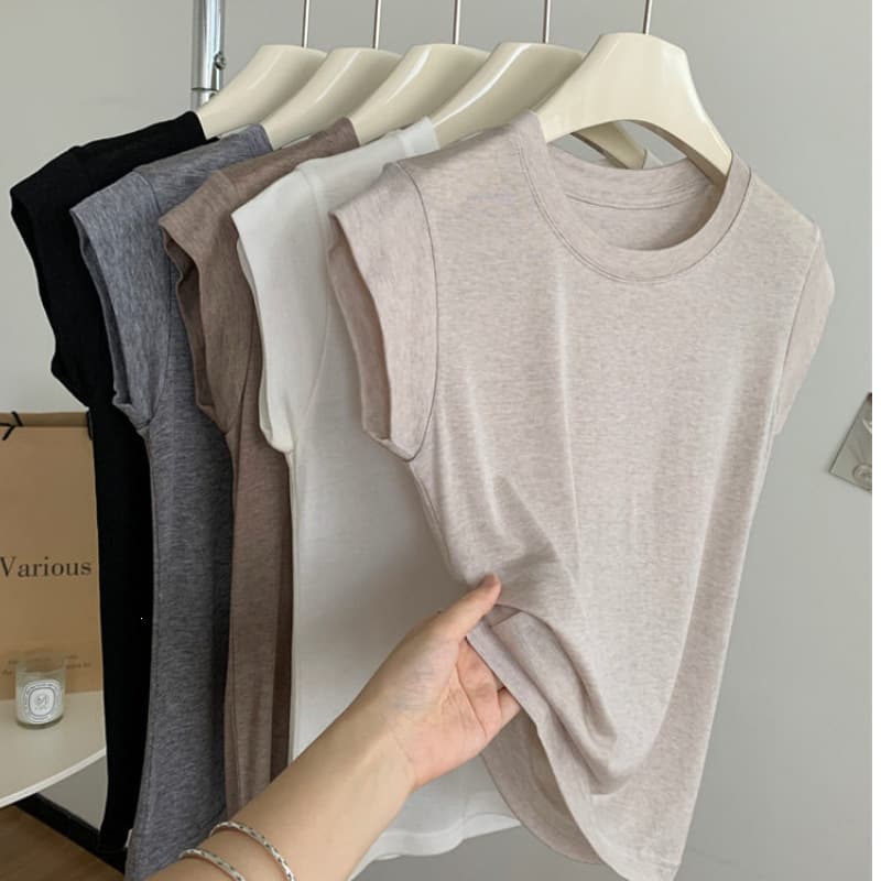 [Official picture special price 40 counts 1*1 rayon 210g 92 rayon 8 spandex + back collar] thin short sleeveless top