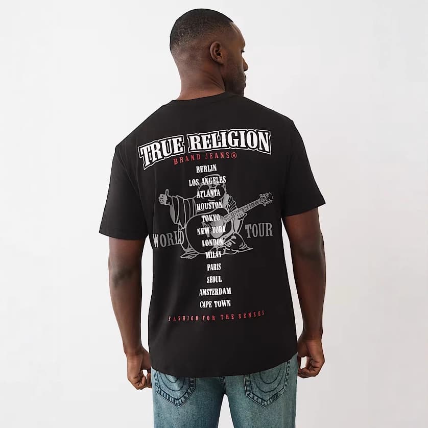 Cross-border trendy brand wholesale TRUE RELIGION basic letter print casual men's and women's loose short sleeve T-shirt