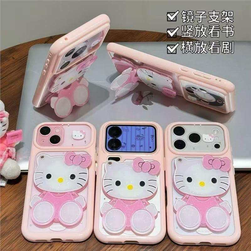 Polka dot mirror KT bracket suitable for iPhone17PROMAX mobile phone case new 16PROMAX niche 15/14