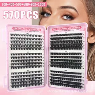 30P 40P Cross-Border Hot Melt Flock False Eyelashes Segmented Self-Lash Extension Thick Natural Stage Soft Hair False Eyelashes