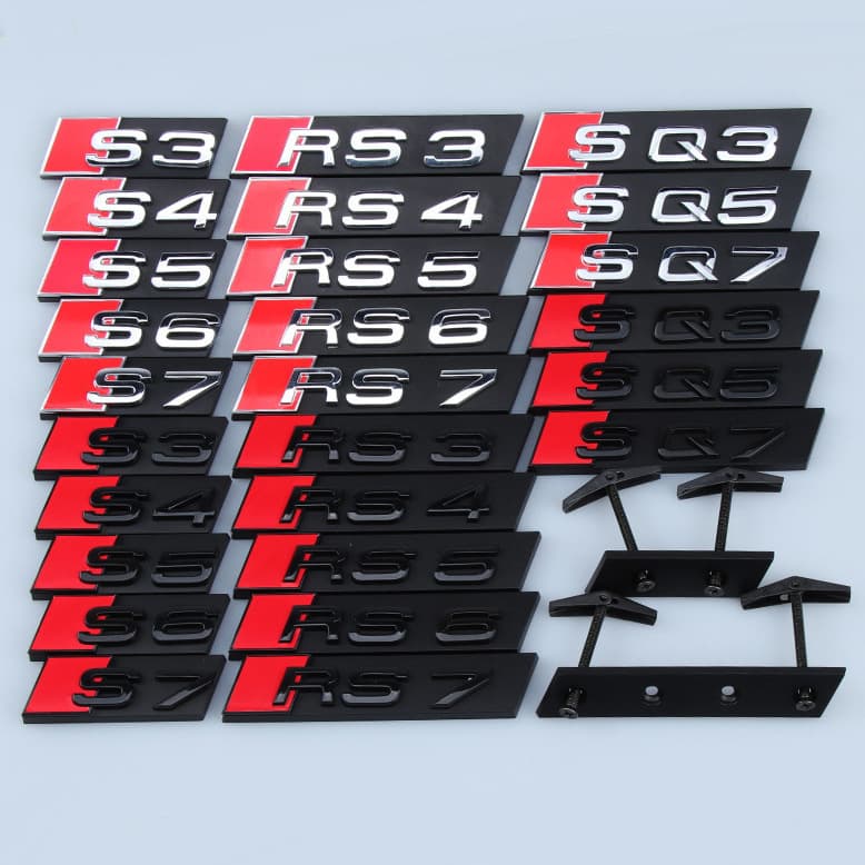Honeycomb Grille Emblem for Audi A3 A4 A6 S3 S4 S5 S6 RS4 SQ5, Sport Badge Decoration Sticker