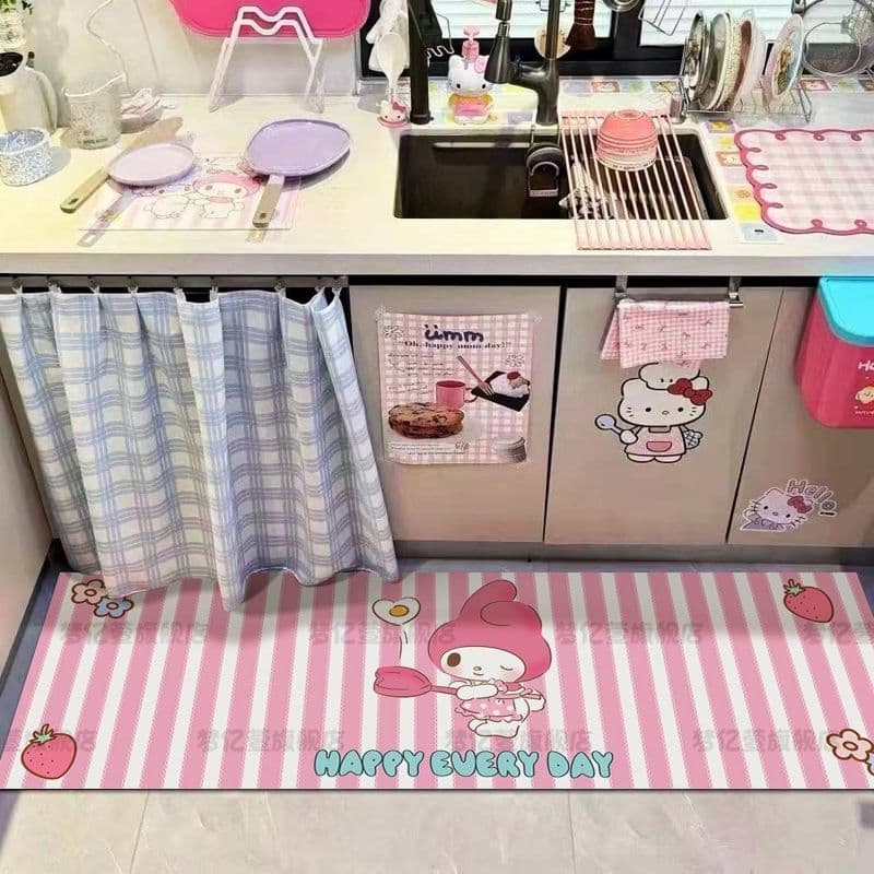 Melody Cartoon Cute Kitchen Floor Mat, Diatomaceous Earth, Water-Absorbent, Non-Slip, Dirt-Resistant, Wear-Resistant, Easy to Maintain, Foot Mat, Can Be Shipped on Behalf of Others