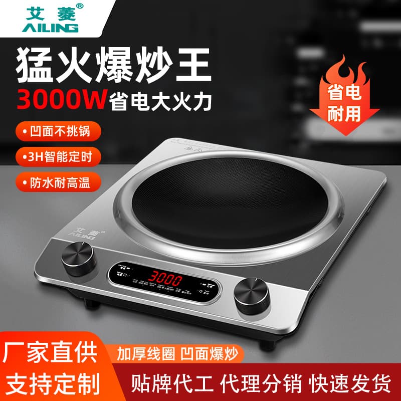 Concave Induction Cooker Multi-functional Household High Power 3000W for Stir-frying, Stewing, Hot Pot, Commercial Grade High Heat