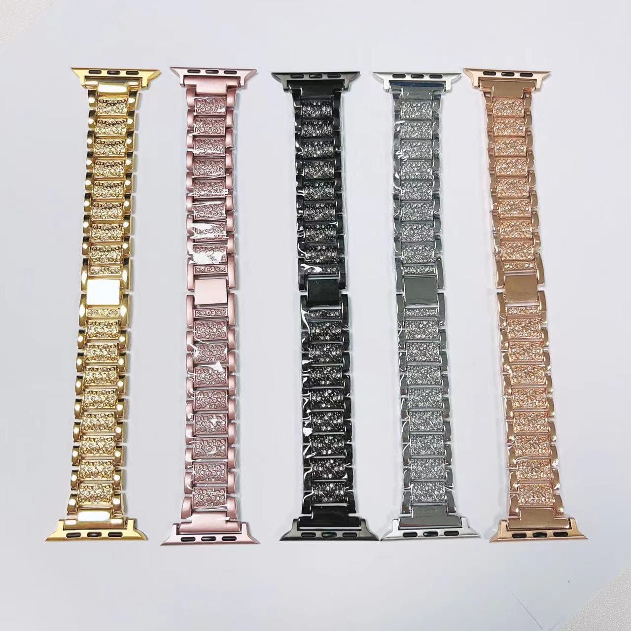 Diamond-Studded Watch Band for Apple Watch, Samsung, Huawei, iWatch Strap with Full Diamond Metal Design