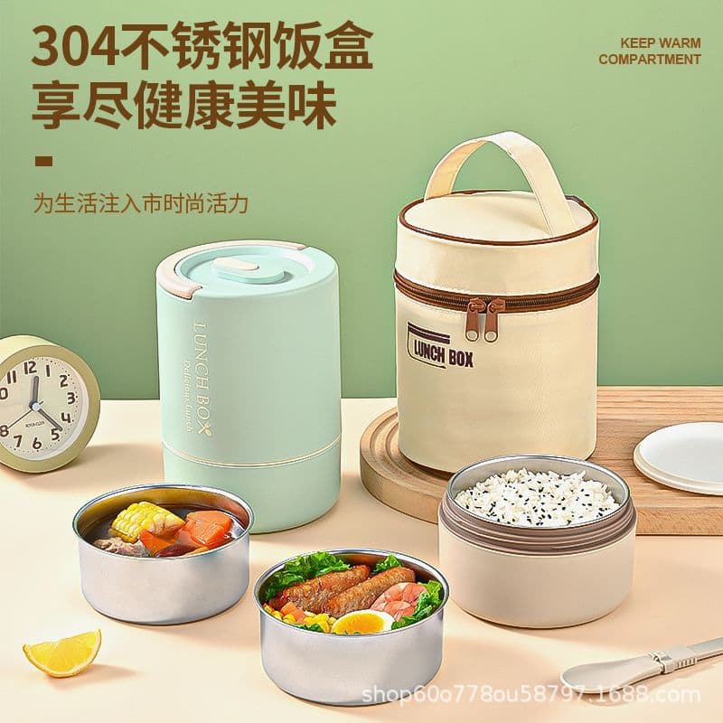 304 Stainless Steel Insulated Lunch Box Large Capacity Portable Food Container Soup Thermos for Office Workers