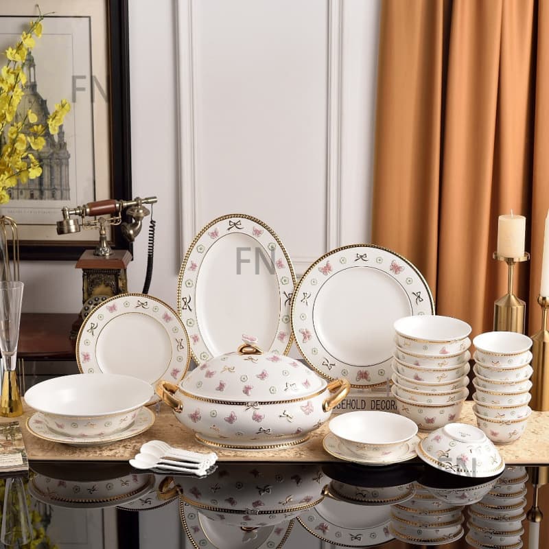 Villari butterfly coffee cup teapot tea set soup bowl dinner plate soup pot fish plate fruit plate home tableware banquet set