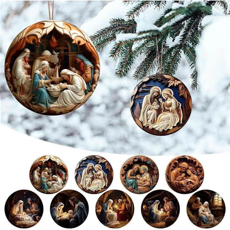 New Cross-Border Baby Birth Acrylic Car Flat Pendant Rearview Mirror Decoration Christmas Tree Ornament