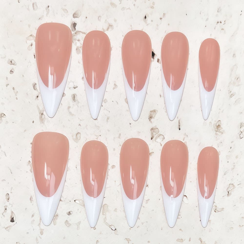 Cross-border handmade press-on nails, nude pointed French style, ins minimalist elegant long-length removable fake nails wholesale