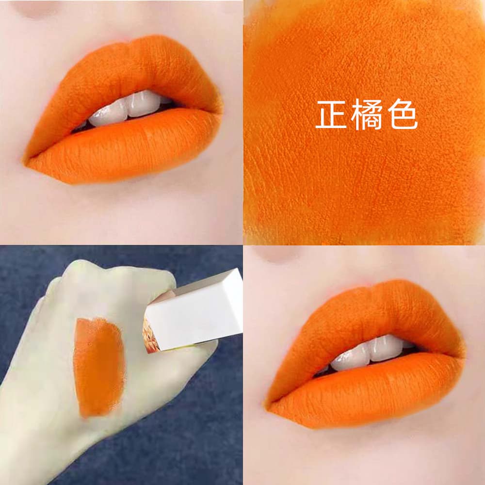 Orange Dull Lipstick Lip Gloss Fruit Flavor Lipstick Natural Look Lipstick Easy To Apply Smooth Colorful Lipstick