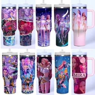 Cross-border Large Capacity K-pop Leopard Girl Group Huntrix Car Cup 40oz Rumi Mira Zoey Ice Tumbler