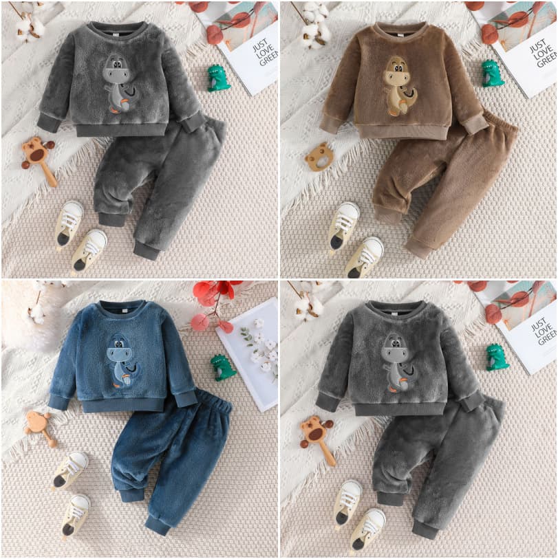 New Baby Winter Pajama Set for Toddlers Boys Autumn Winter Casual Flannel Homewear Fashion