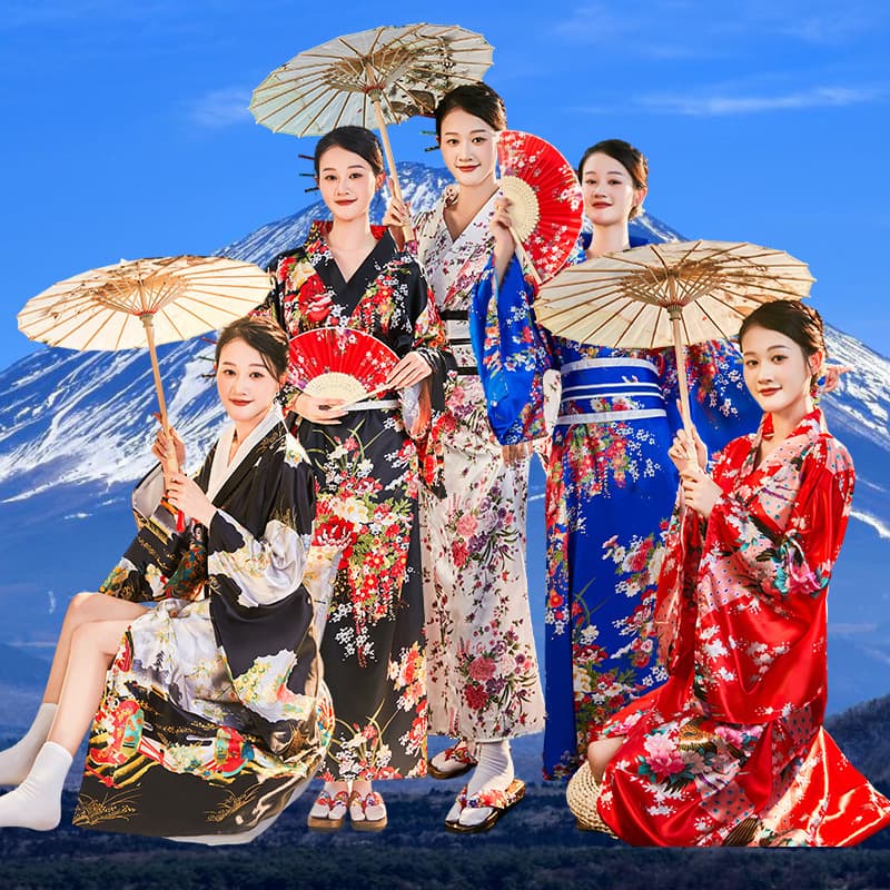 Japanese Traditional Women's Formal Yukata Anime Cosplay Photography Set Kimono Stage Performance Costume