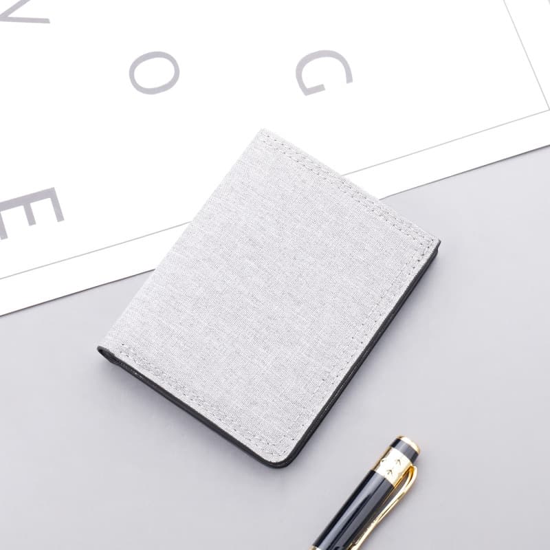 Vertical Canvas Men's Short Wallet Slim with Zipper Mini Card Holder