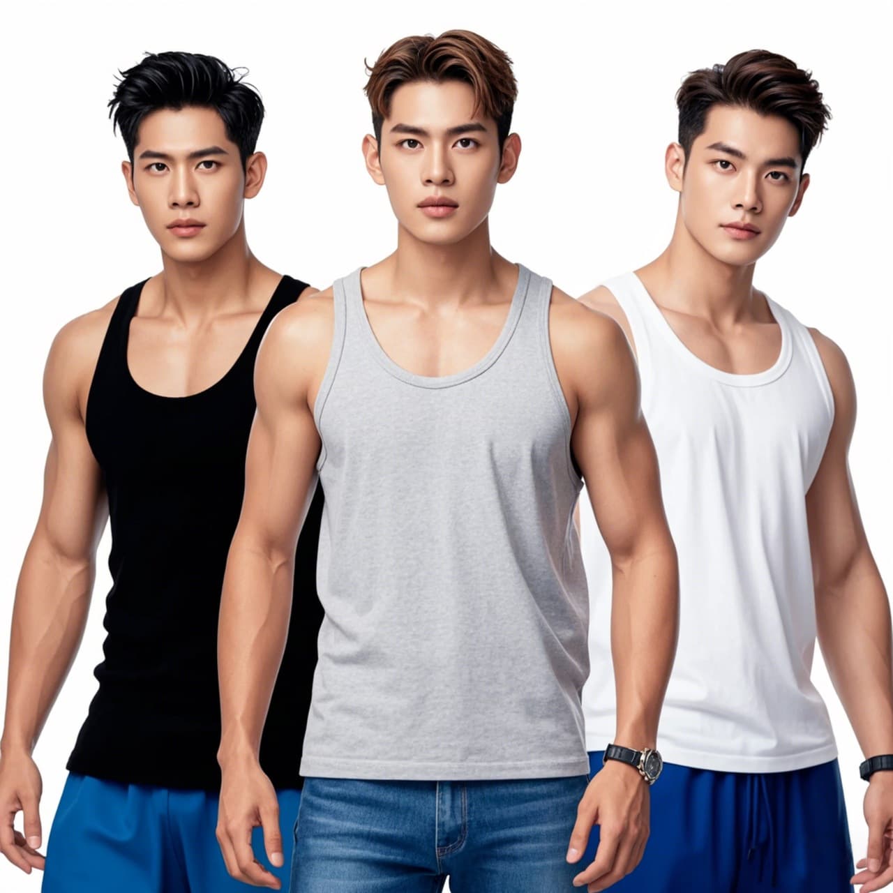 Thai Southeast Asian white men's vest, spring and summer base layer, thin plus size sports sleeveless twill shirt