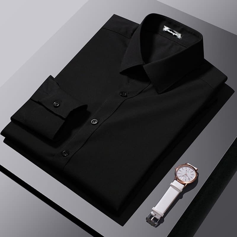 Spring White Shirt Men Long Sleeve Business Formal Professional Shirt Korean Slim Fit Groomsman Solid Inner Suit Shirt