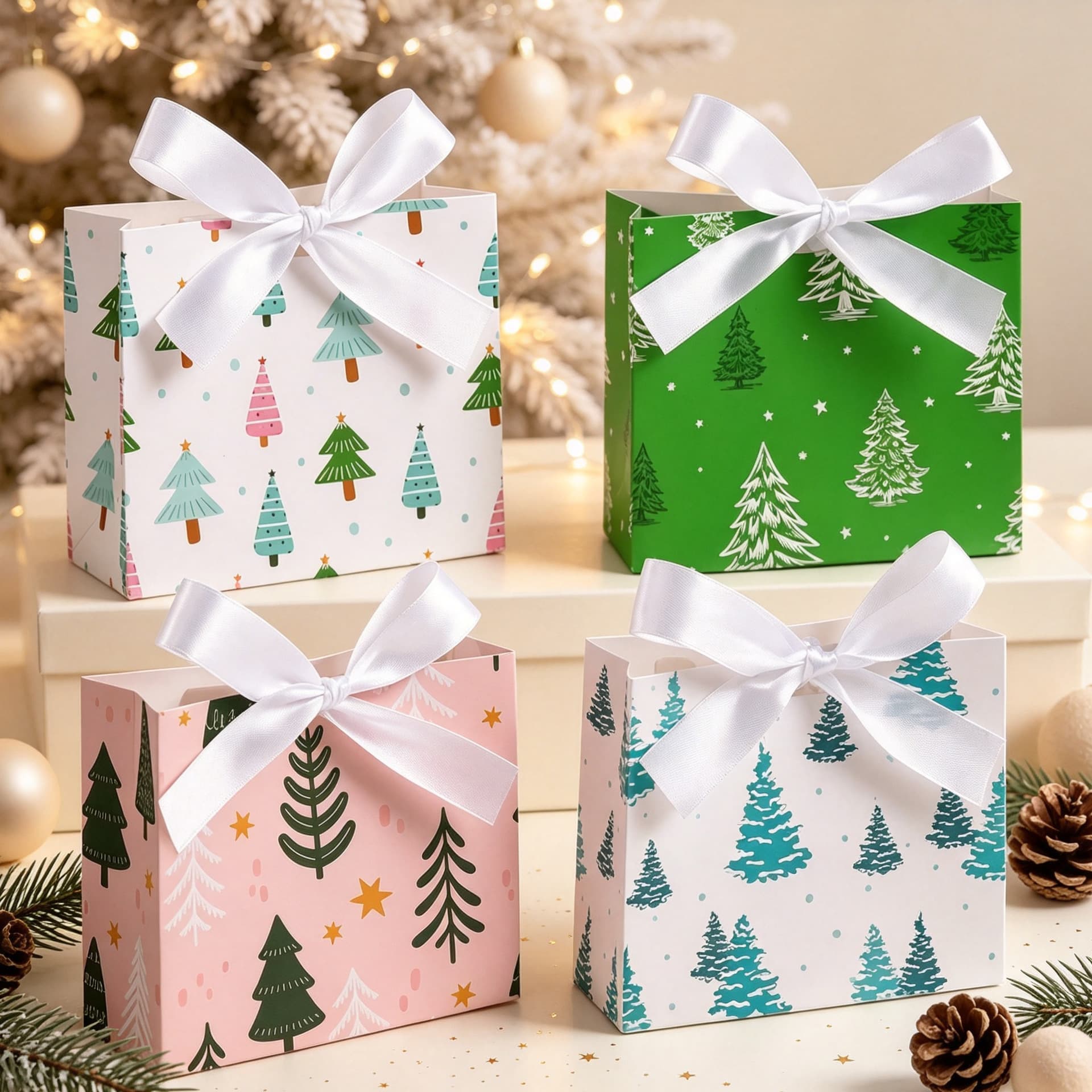 New Christmas Gift Box Christmas Gift Box Bow Christmas Party Candy Bag Color Printing