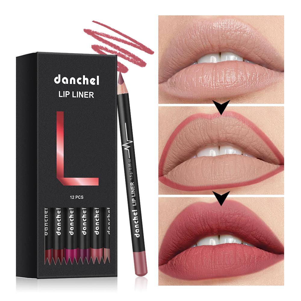 Cross-border Danchel Regular 12-Color Lip Liner Set, Semi-Matte Smudge-Resistant Matte Lip Liner