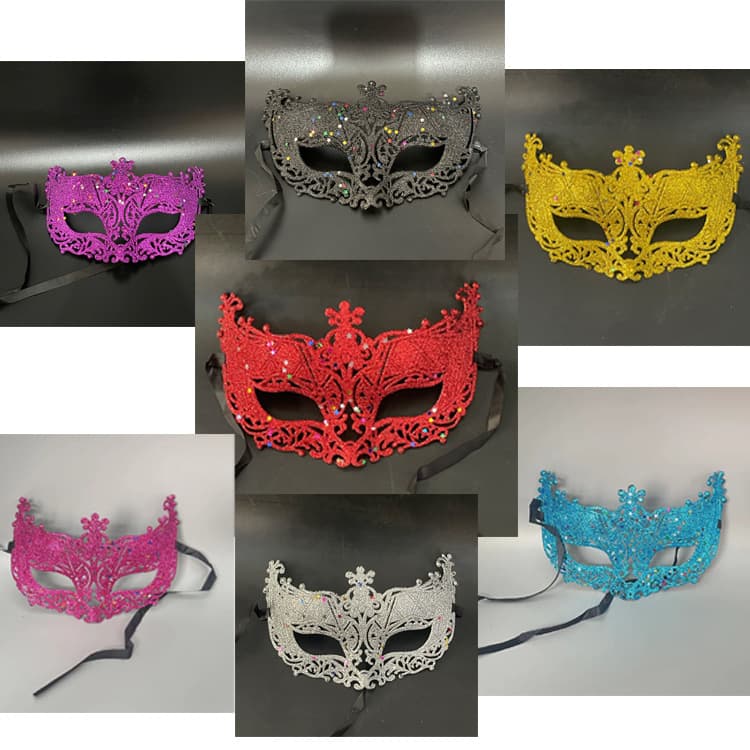 Source Factory Mask Wholesale - Carnival Christmas Party Gold Powder Hollow-Out Fox Plastic Makeup Masks