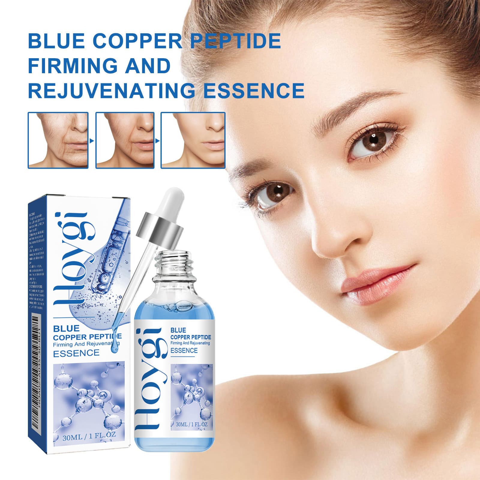 Hoygi Blue Copper Peptide Firming Serum - Moisturizing, Hydrating, Firming Skin Care for Fine Lines and Brightening