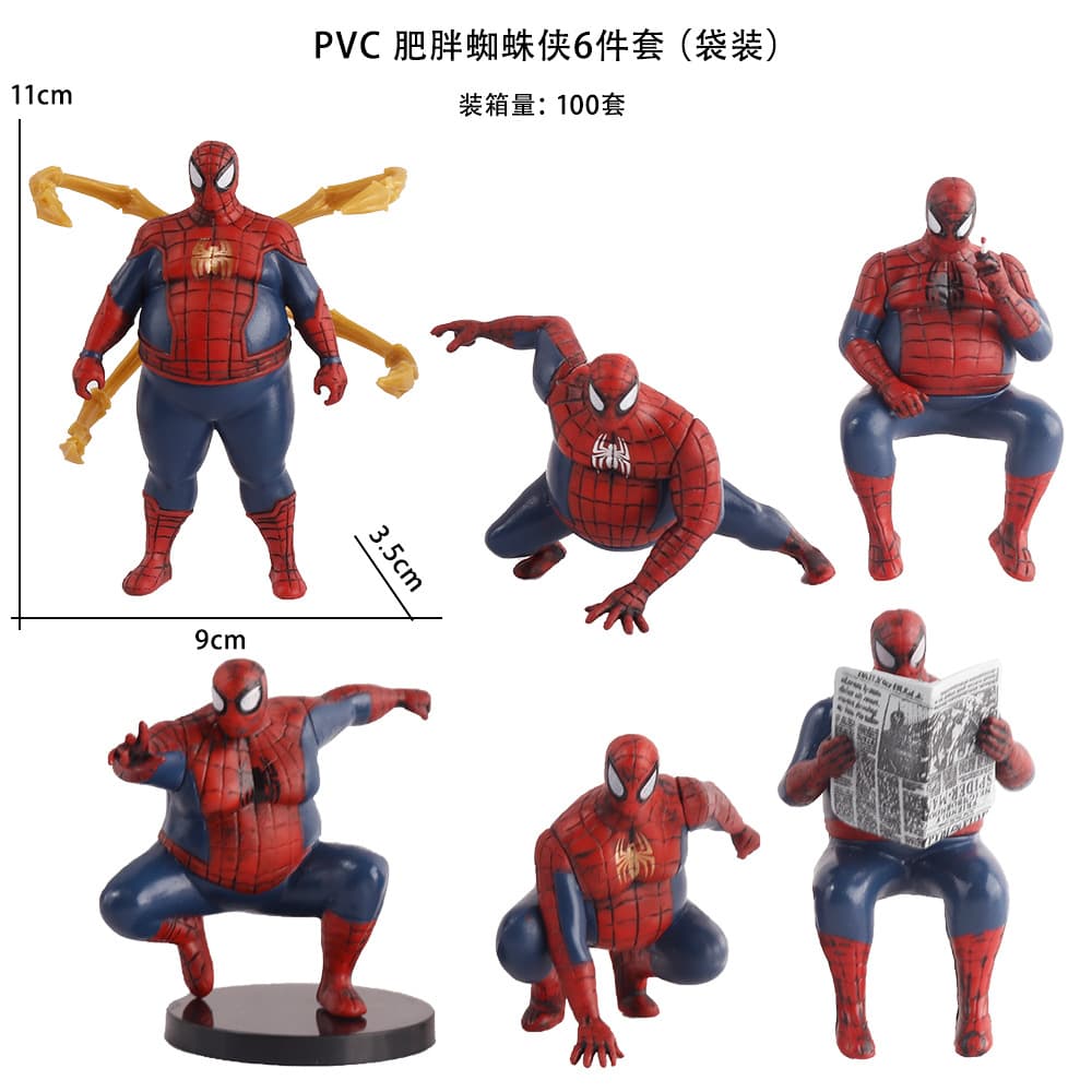 New Fat Spider-Man 6 Revenge Series Peripheral Spider-Man Model Ornaments Cake Decoration Car Dolls