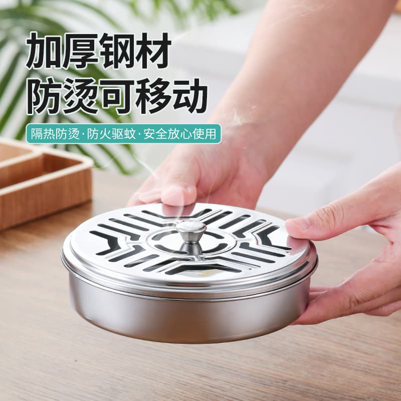 Stainless Steel Mosquito Coil Plate Tray Stand, Ash Catcher, Fireproof and Heatproof Incense Burner, Outdoor Mosquito Coil Box for Safe Mosquito Repellent
