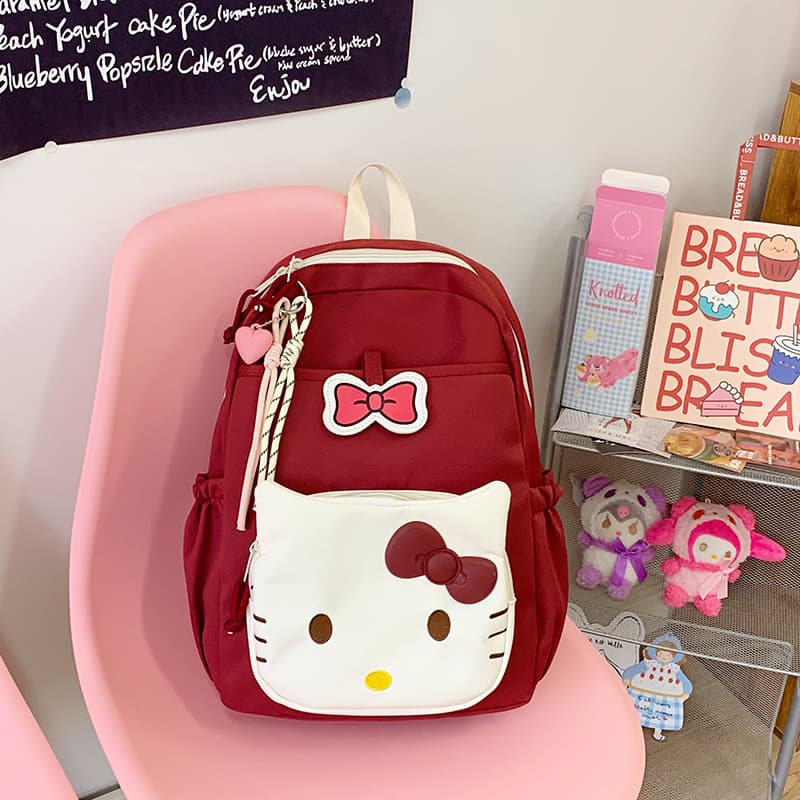 Cartoon Cute Kitten Pattern Backpack School Style Large Capacity Casual Backpack Lightweight for Middle and College Students