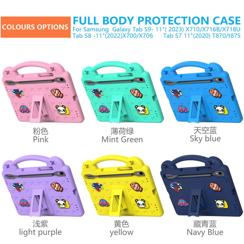 Compatible with Samsung Tab S10FE/S9 11.0/S10 Lite Tablet Cartoon Full Coverage Drop Protection Case