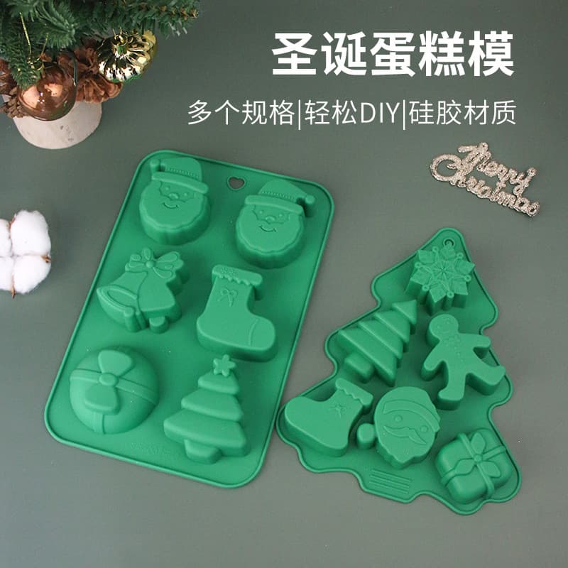 Cross-border Christmas Mold Silicone Mold Christmas Tree Gingerbread Man Snowflake Christmas Mold Cookie Candy Mold