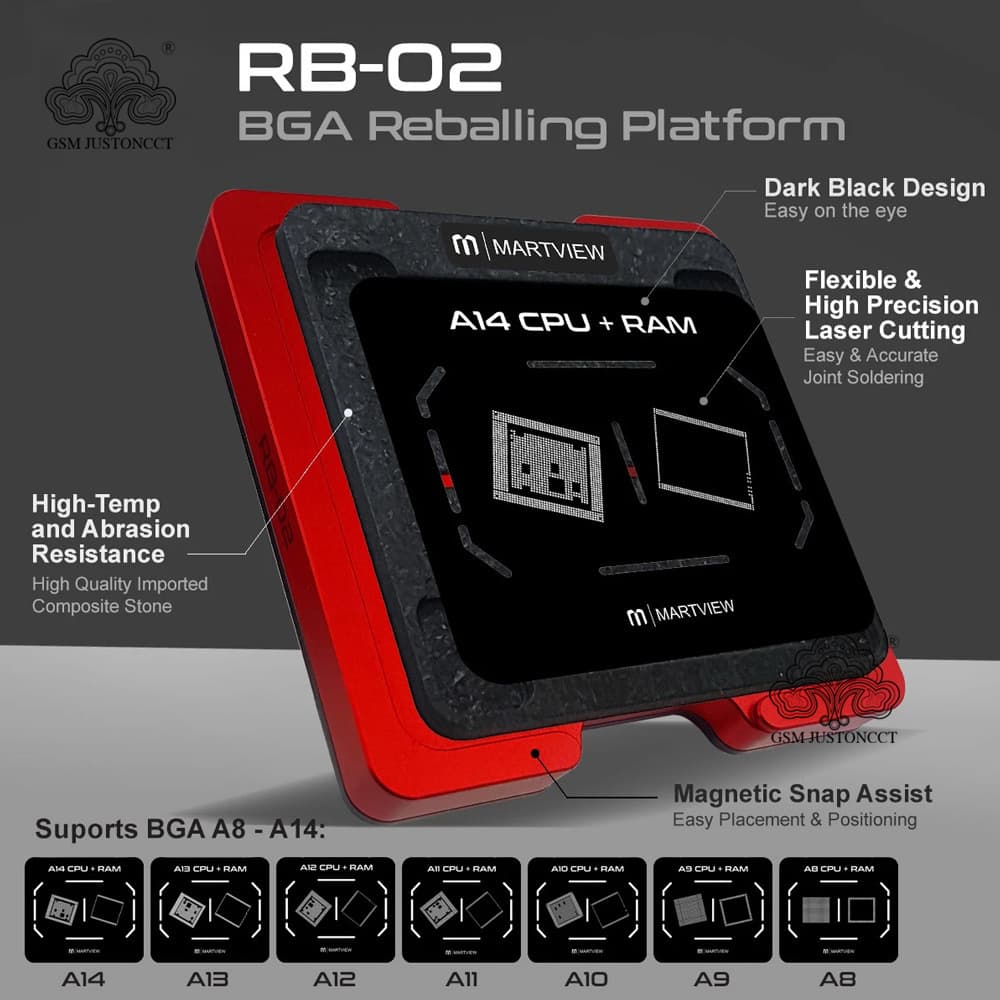RB-02 7in1 CPU Reballing Stencil Full Set  for iPhone A8-A14