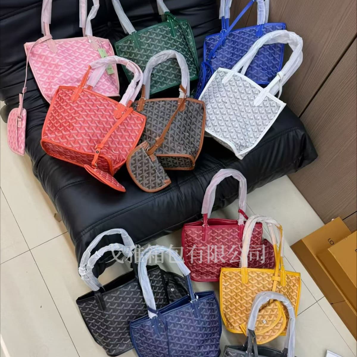 Goya large-capacity commuter mini vegetable basket double-sided printed dog tooth tote bag armpit handbag bucket