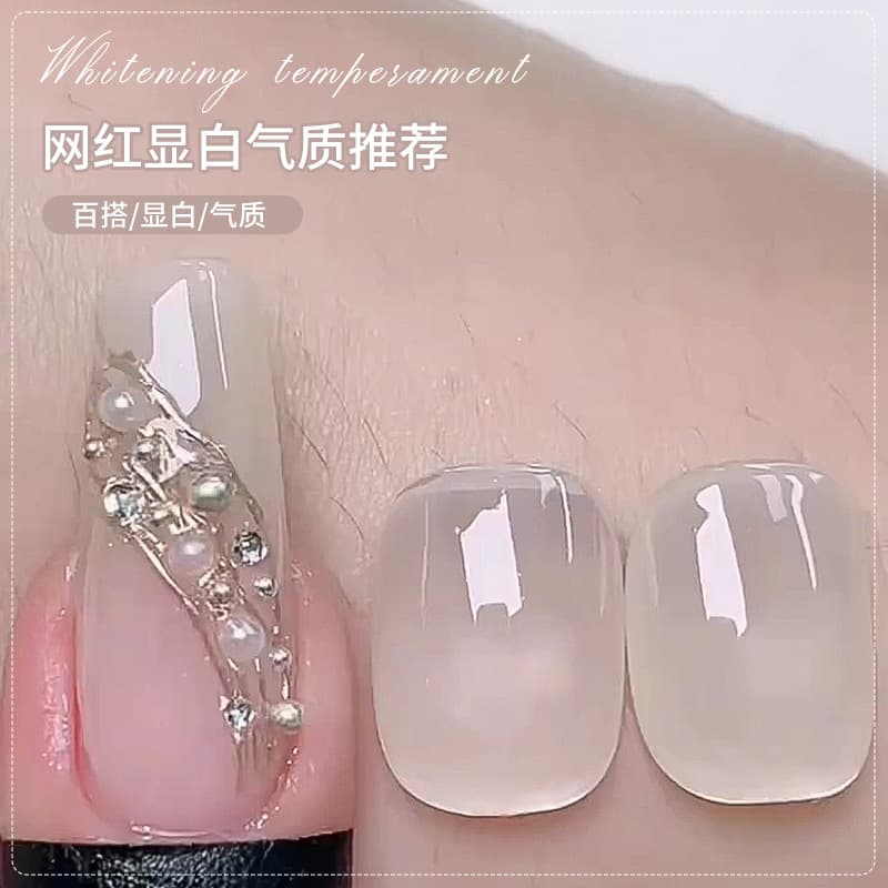 Ice Clear Jade Nail Gel 2025 Spring New Trendy Nude Nail Gel White Nail Gel