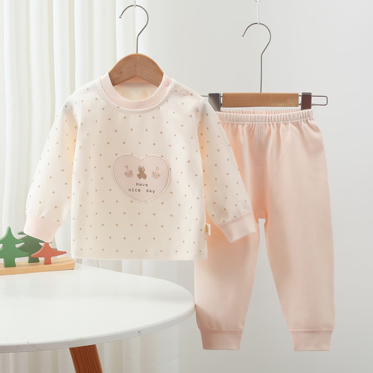 2026 Fall/Winter Newborn & Infant Cartoon Two-Way Crotch Shoulder Button Set, Separate Top and Pants Underwear Set