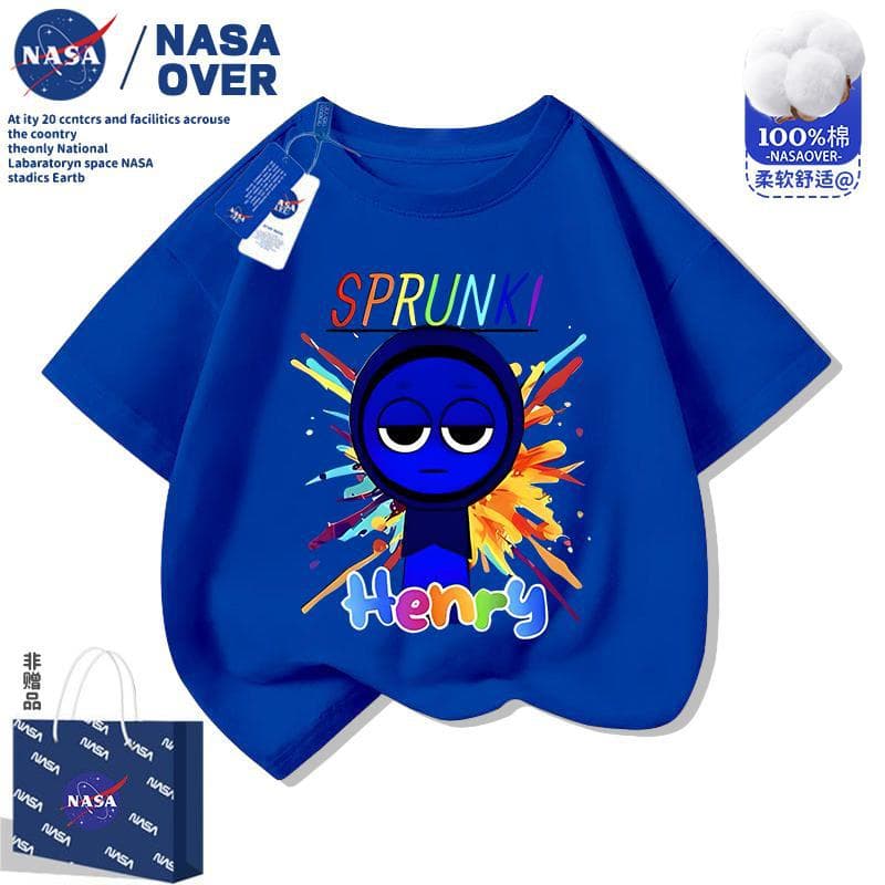 NASA Kids Sprunki Rhythm Box Short Sleeve T-Shirt 100% Cotton Summer Music Box Boys Girls Half Sleeve