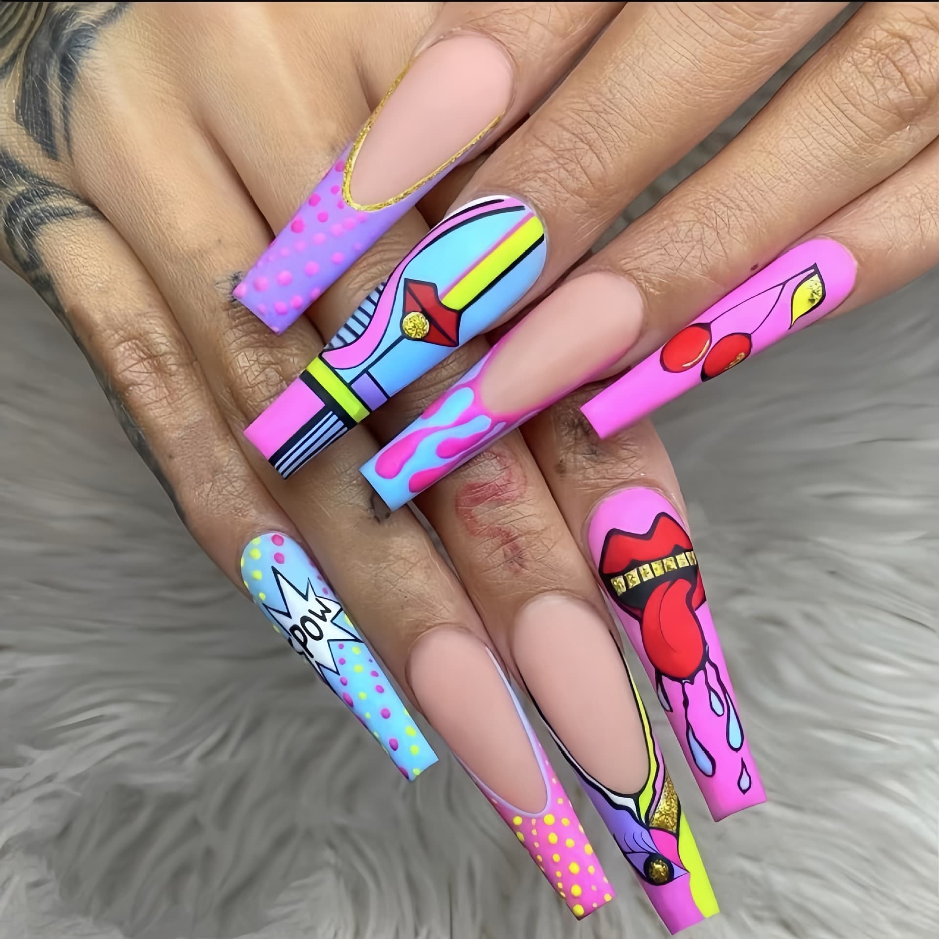 Ballerina Nail Ballet Nails French Exaggerated Cherry Red Lips Wearable Nails Artificial Nails Wholesale