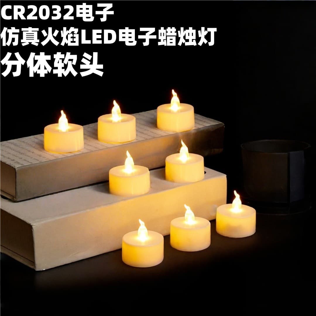 Cross-border soft-tip simulated flame CR2032 LED candle light, electronic small tea candle for scene, festival, and decoration