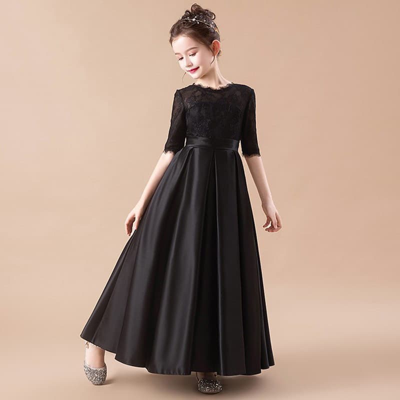 Girls black princess dress long piano performance clothing student New Year's Day host children's orchestra chorus dress