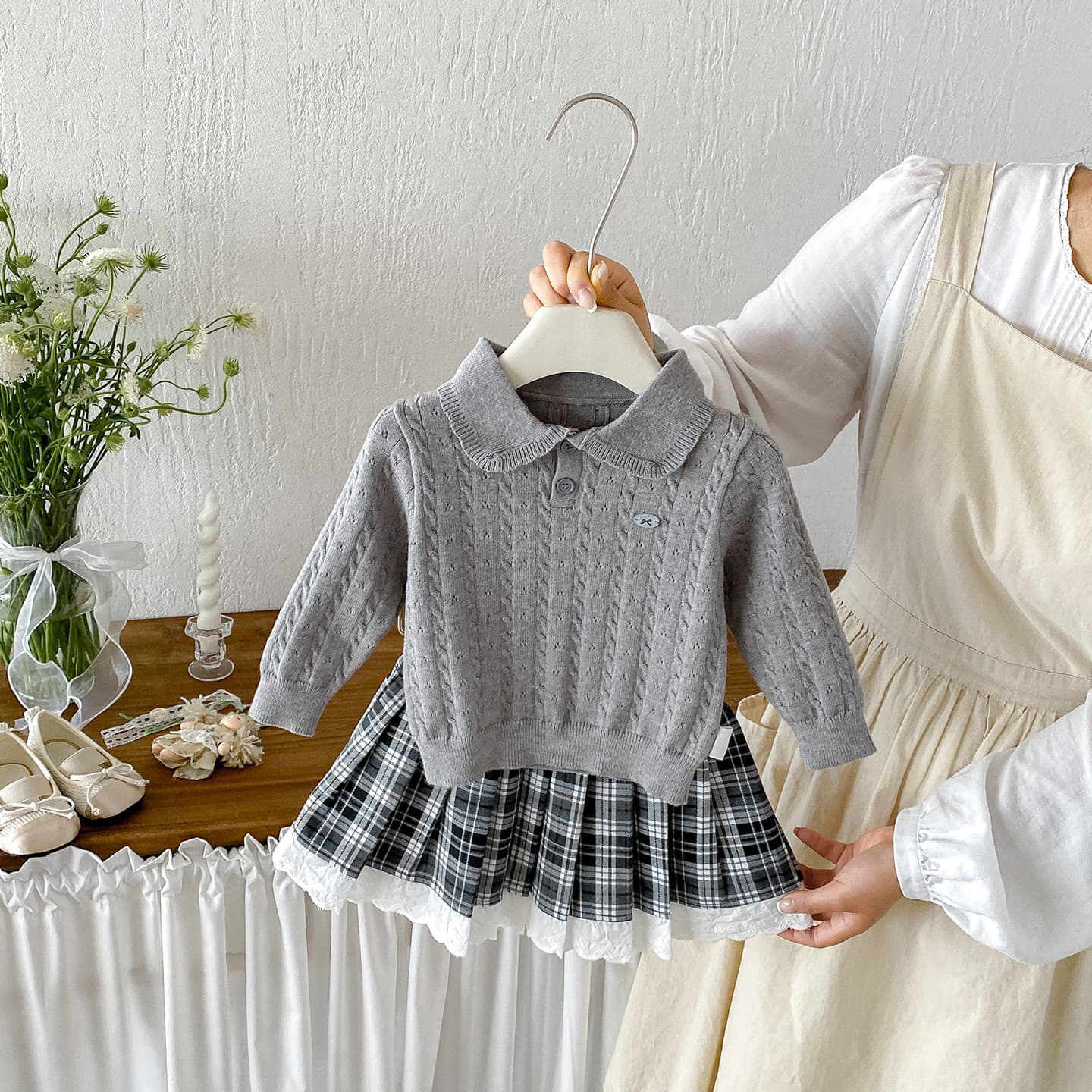 Spring Outfit Super Cute Baby Girl Set Spring and Autumn Stylish Infant Clothes Toddler Girl Spring Children's Wear Sweater Two-Piece Set